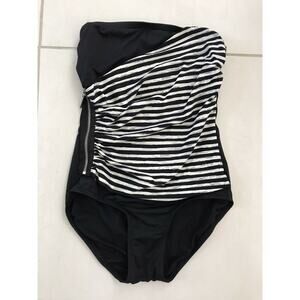 Michael by Michael Kors Multicolor Stripe Zip Strapless One Piece Swimsuit